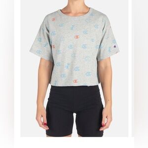 Women’s XL Champion all over printed logo crop top